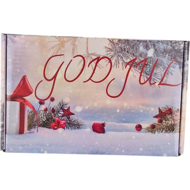 Hovedbilde Gaveeske God Jul snø stor (28,5x18,5x,9 cm)