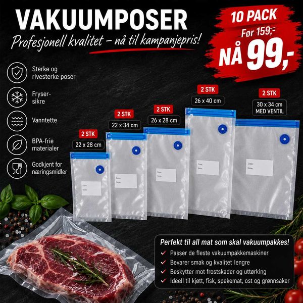 Hovedbilde 10 pack Vakuum poser