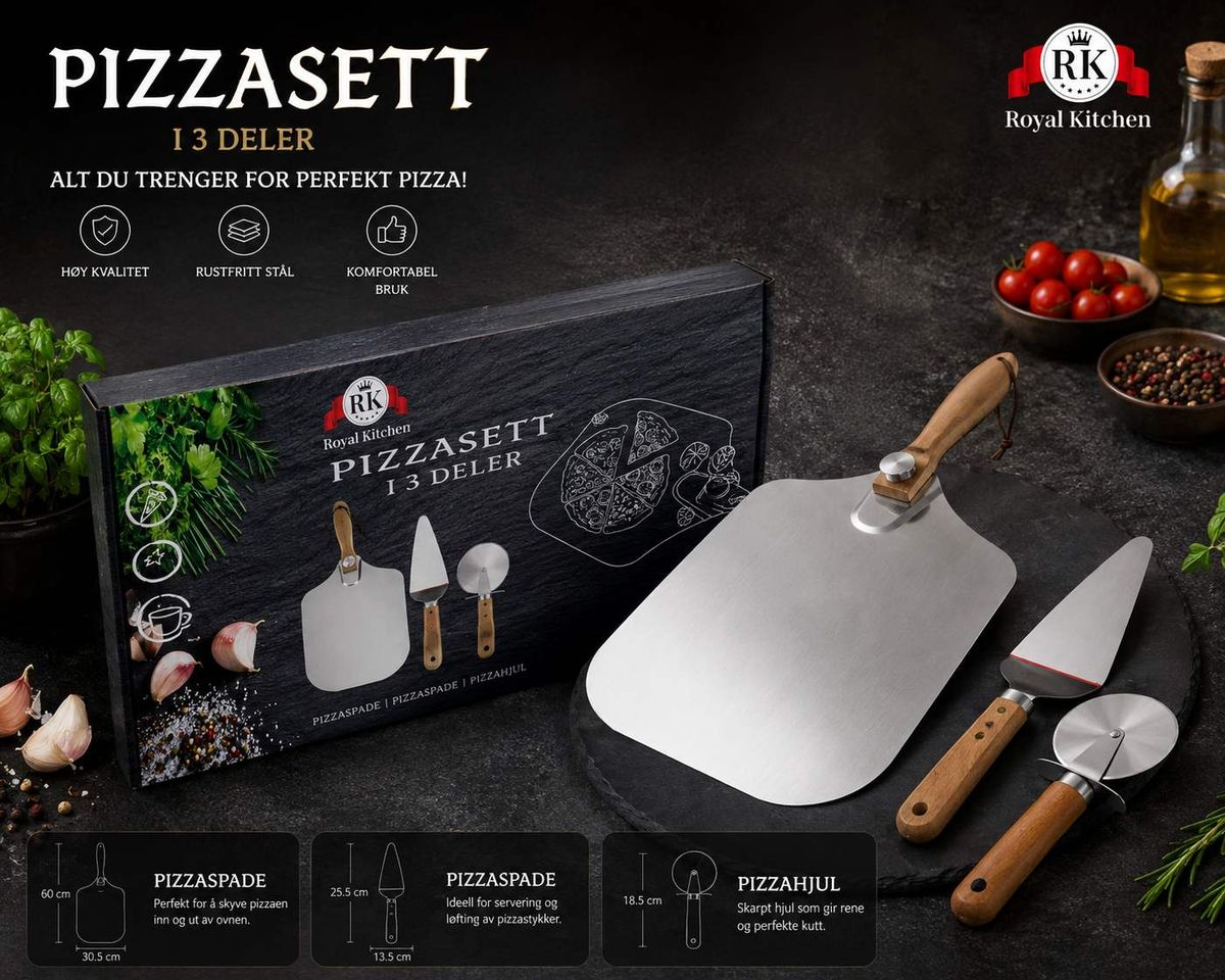 Royal Kitchen pizzasett i 3 deler