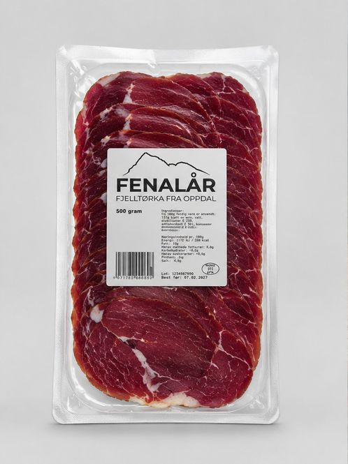 Hovedbilde Fenalår 500g oppskåret Oppdal Spekemat