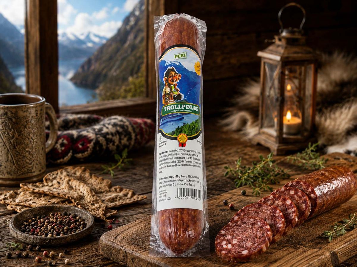 Trollpølse med bacon 200g 